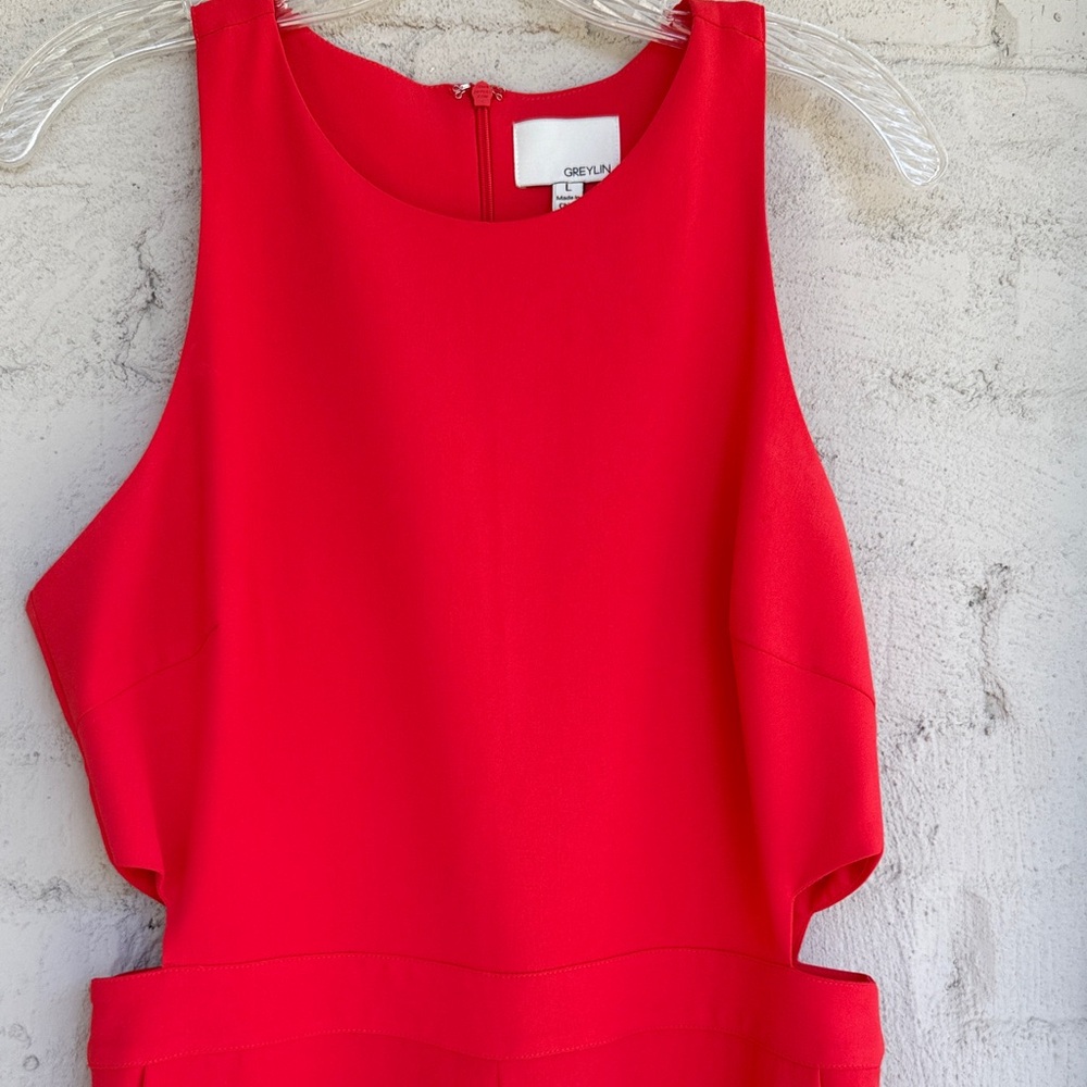 Anthropologie Greylin Coral Sleeveless Jumpsuit w Waist Cut-Outs Size Large - Picture 3 of 15